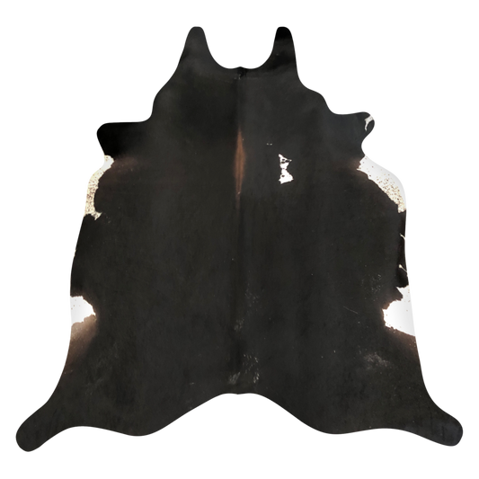Natural Brazilian cowhide rug in Espresso, Ivory & Mocha with exotic markings, 208 x 244 cm