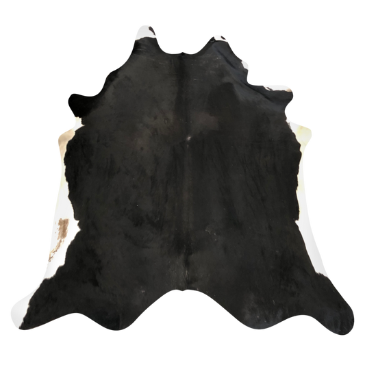 Natural Brazilian cowhide rug in Espresso & Ivory with exotic markings, 222 x 260 cm