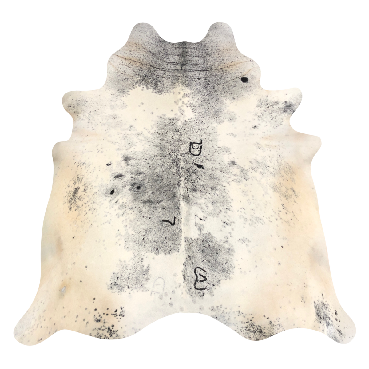 Natural Brazilian cowhide rug in Taupe, Beige & Ivory with exotic markings, 200 x 226 cm