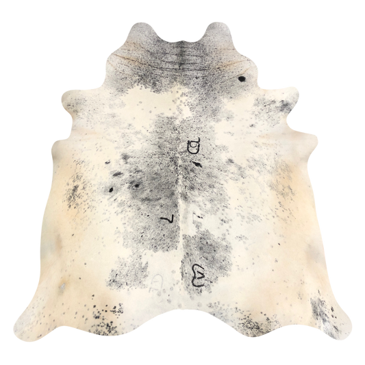 Natural Brazilian cowhide rug in Taupe, Beige & Ivory with exotic markings, 200 x 226 cm