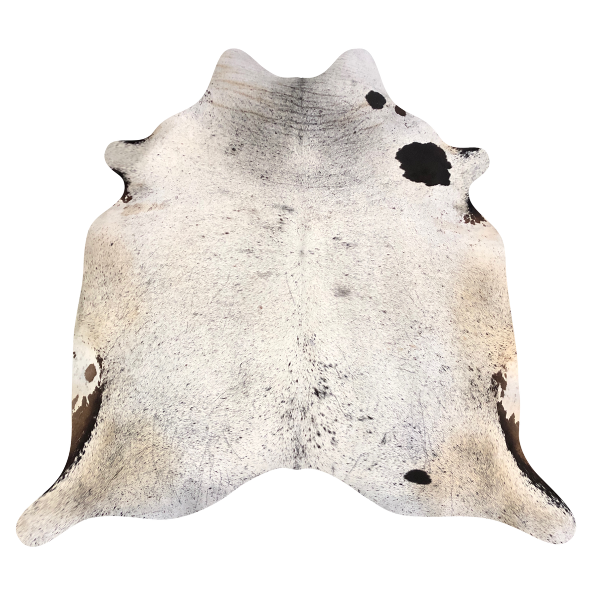 Natural Brazilian cowhide rug in Ivory, Taupe & Espresso with Exotic markings, 198 x 240 cm