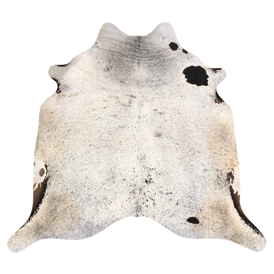 Natural Brazilian cowhide rug in Ivory, Taupe & Espresso with Exotic markings, 198 x 240 cm