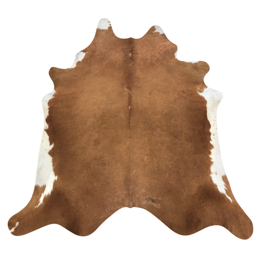 Natural Brazilian cowhide rug in Mocha & Ivory with Exotic markings, 200 x 239 cm
