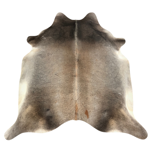 Natural Brazilian cowhide rug in Taupe, Caramel & Ivory with Exotic markings, 240 x 257 cm