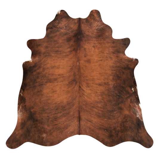 Natural Brazilian cowhide rug in Mocha, Espresso & Ivory with Brindle markings, 207 x 245 cm
