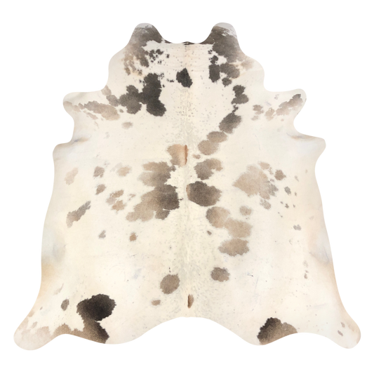 Natural Brazilian cowhide rug in Beige, Caramel & Espresso with Exotic markings, 224 x 245 cm