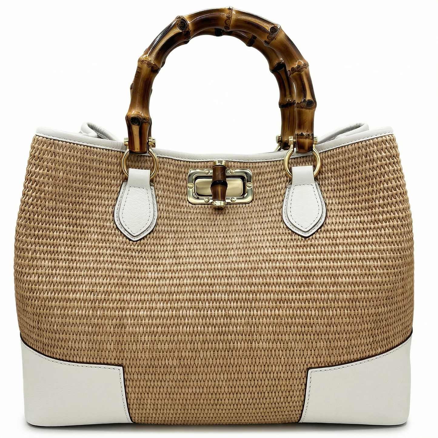 Ginevra Bamboo-Handle Raffia Bag by Clemés