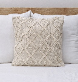 Grid Diamond Natural Cotton Cushion 50 x 50 cm