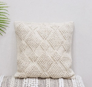 Bobble Diamond Natural Wool Cushion 50 x 50 cm
