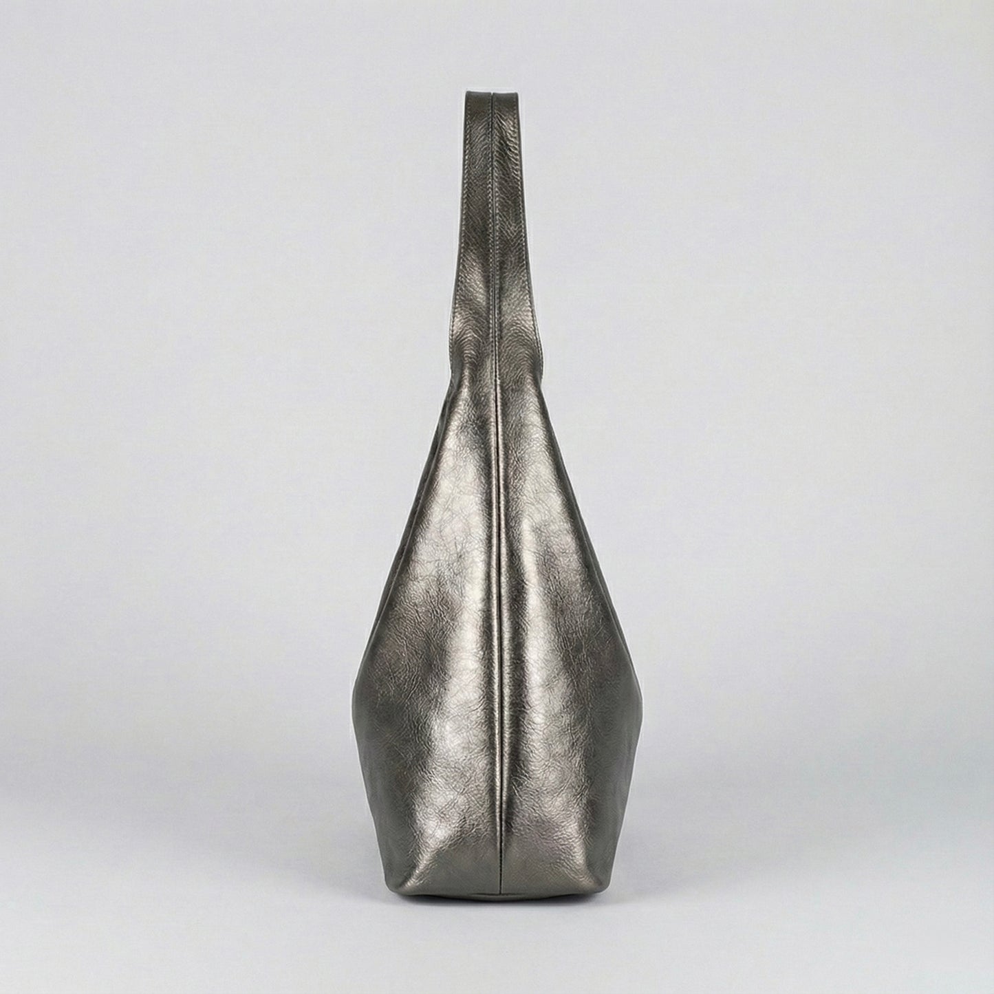 Silvia Metallic Suede Slouch Bag by Clemés, Titanium