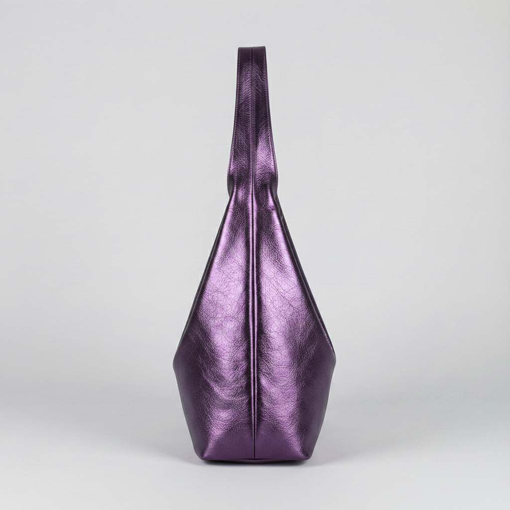 Silvia Metallic Suede Slouch Bag by Clemés, Purple
