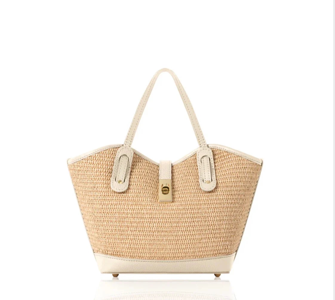 The Sorrento Raffia & Leather Tote by Clemés