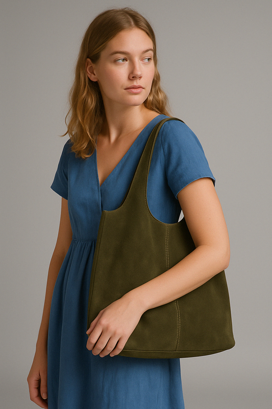 Giannina Suede Leather Shoulder Tote Bag With Internal Pouch by Clemés (6 Colours)