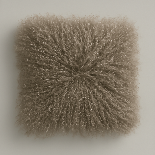 Natural Premium Mongolian Tibetan Sheepskin Cushion, 40 x 40 cm