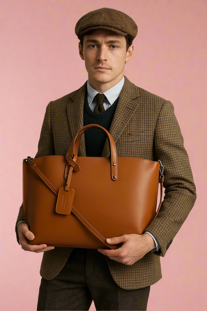 Maxime Large Leather Handbag with Shoulder Strap by Clemés