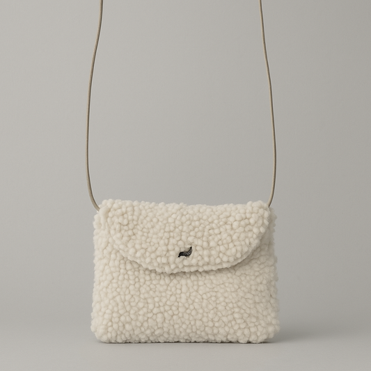 Sheepskin Crossbody Clutch Bag, Boo