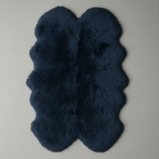 Natural Premium New Zealand Sheepskin Rug & Throw, Quad, W105 x L180 cm, Navy