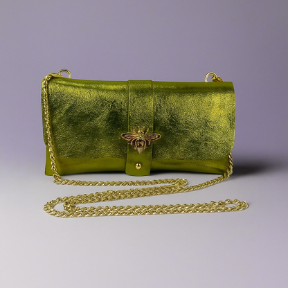 Anima Suede Leather Metallic Clutch Shoulder Bag by Clemés (7 Colours)