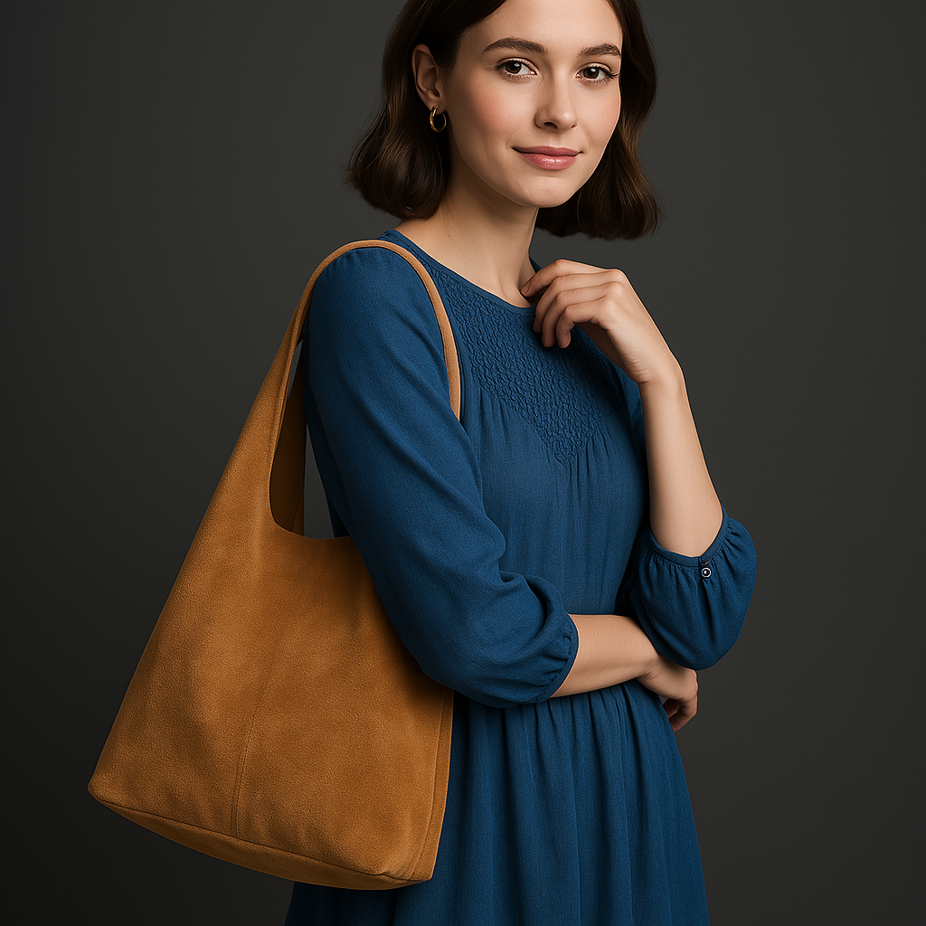 Silvia Suede Leather Slouch Tote Shoulder Bag by Clemés (13 colours)