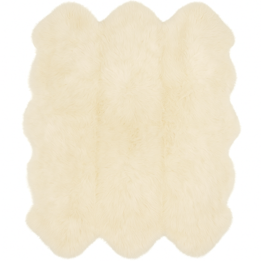 Natural Premium New Zealand Sheepskin Rug & Throw, Sexto, W180 x L180 cm, Ivory