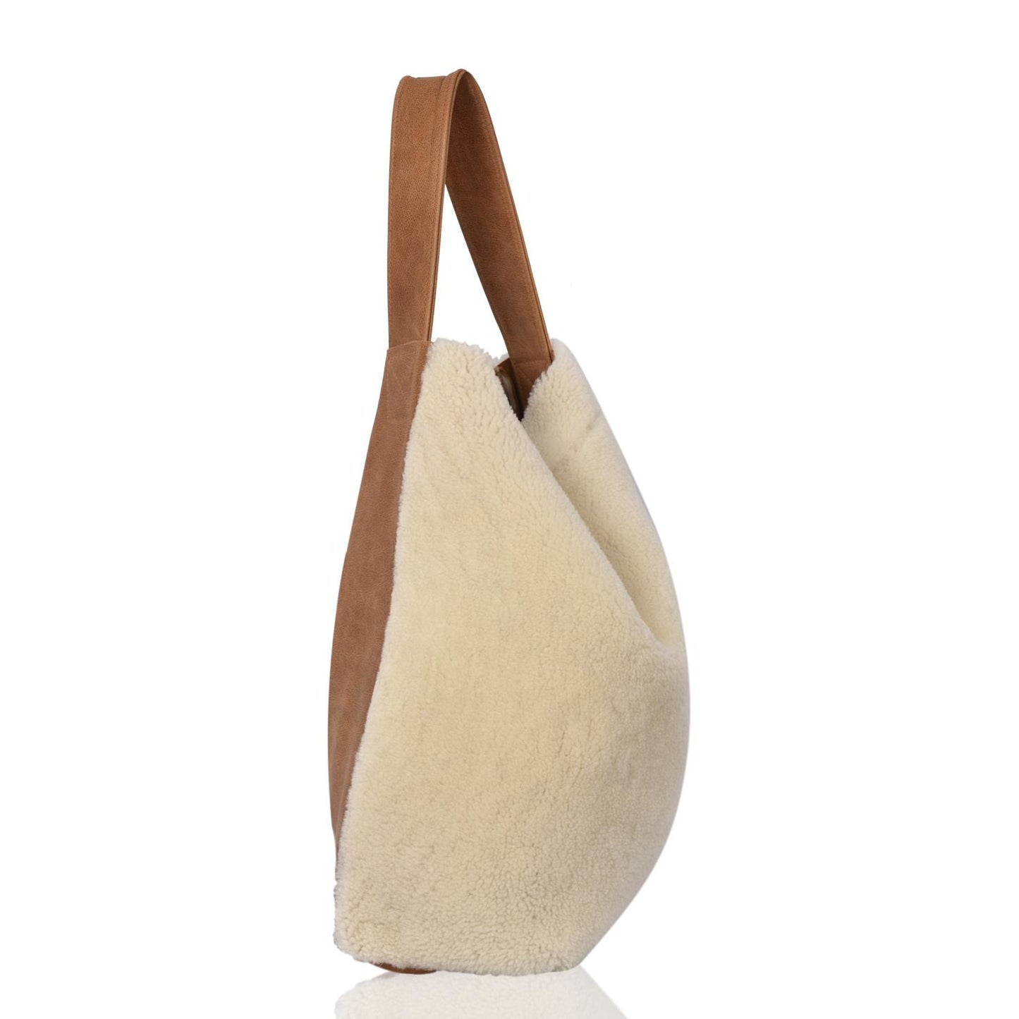 Natural Sheepskin & Leather Shoulder Tote Bag, Yatton