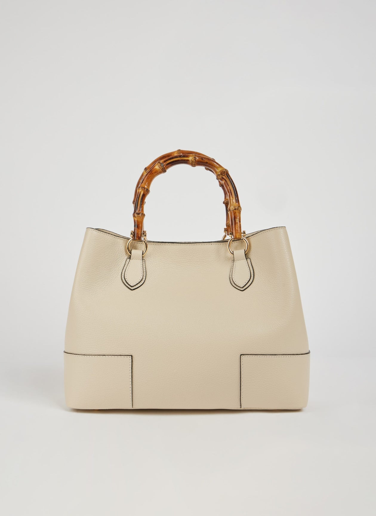 Ginevra Bamboo-Handle Leather Bag by Clemés in White, studio shot