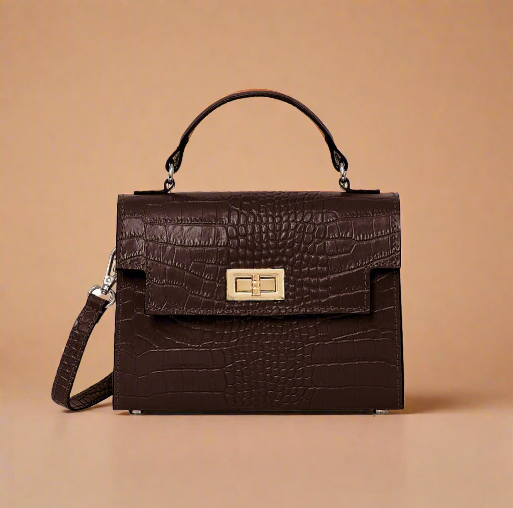 Margot Croc Embossed  Leather Crossbody by Clemés