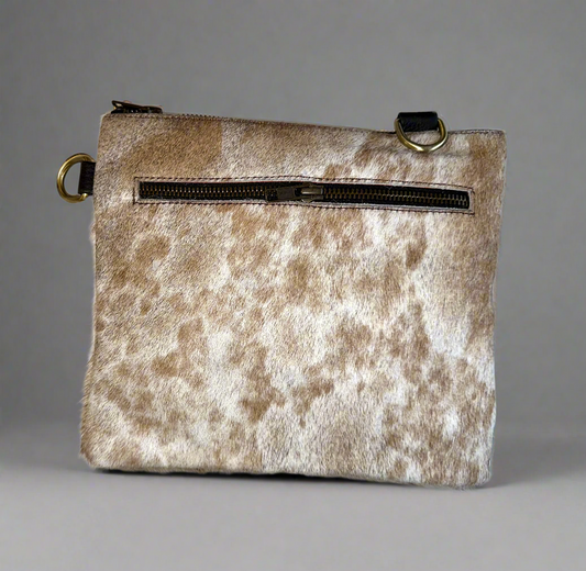 Natural Cowhide Double-Sided Crossbody Bag, Medium (23 x 21 cm)