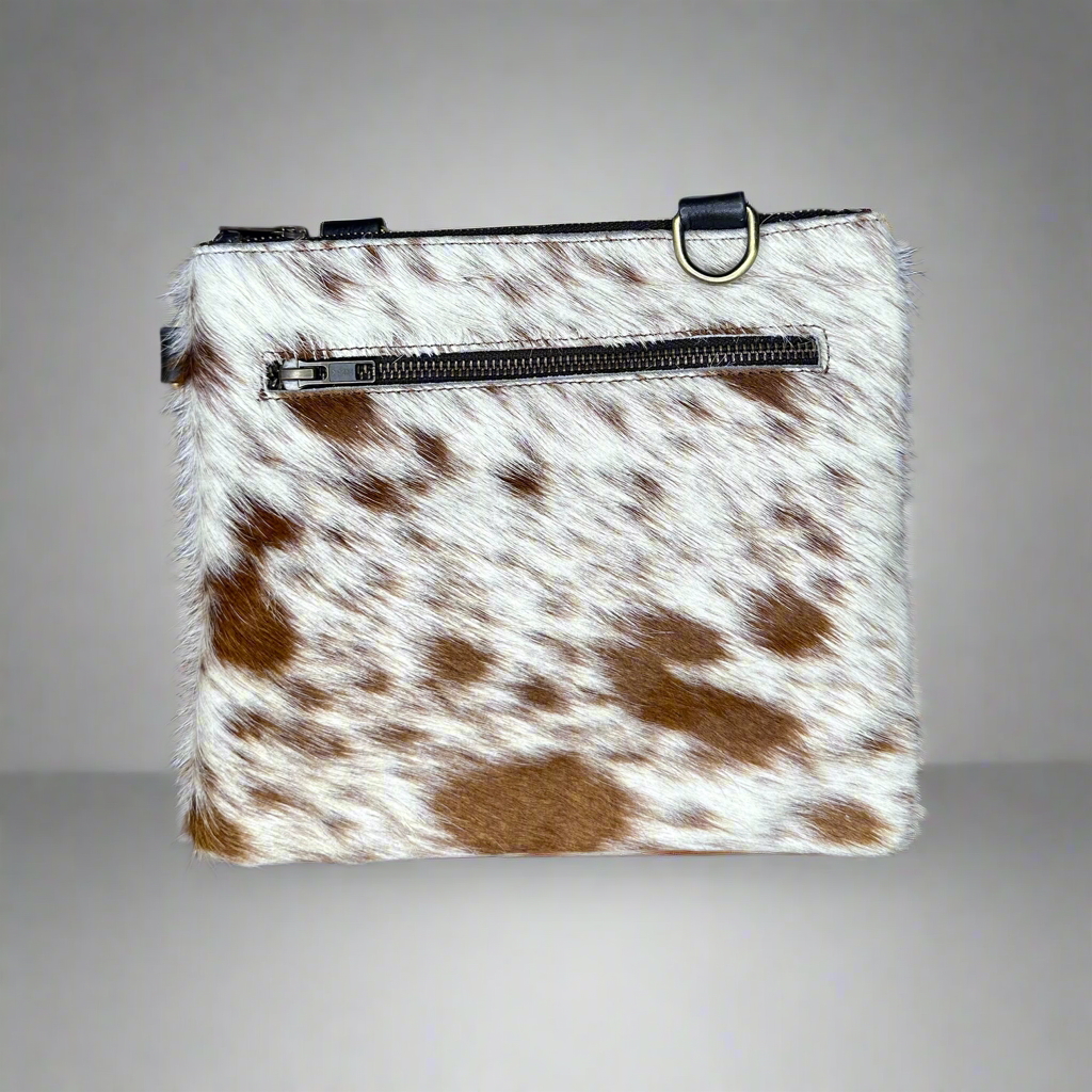 Natural Cowhide Double-Sided Crossbody Bag, Medium (23 x 21 cm)