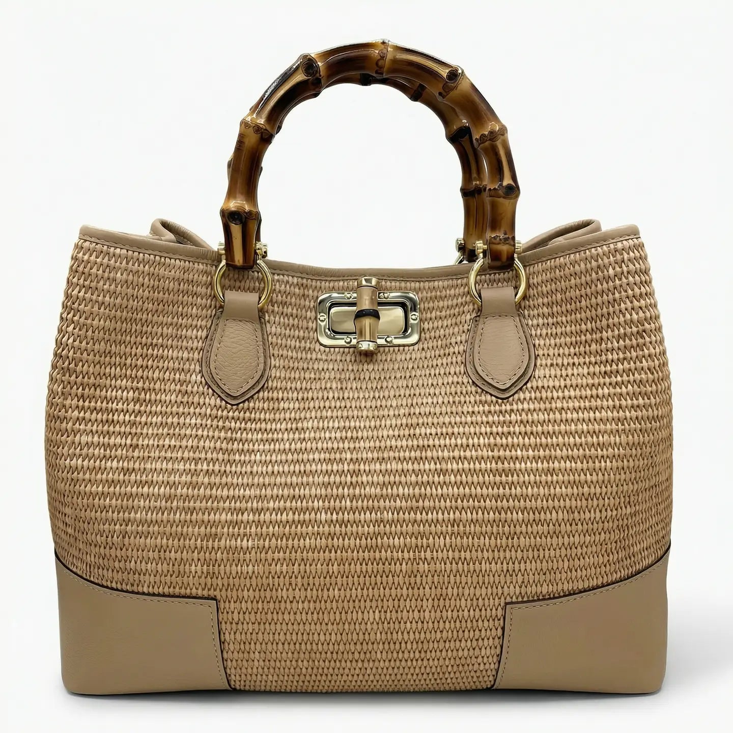 Ginevra Bamboo-Handle Raffia Bag by Clemés