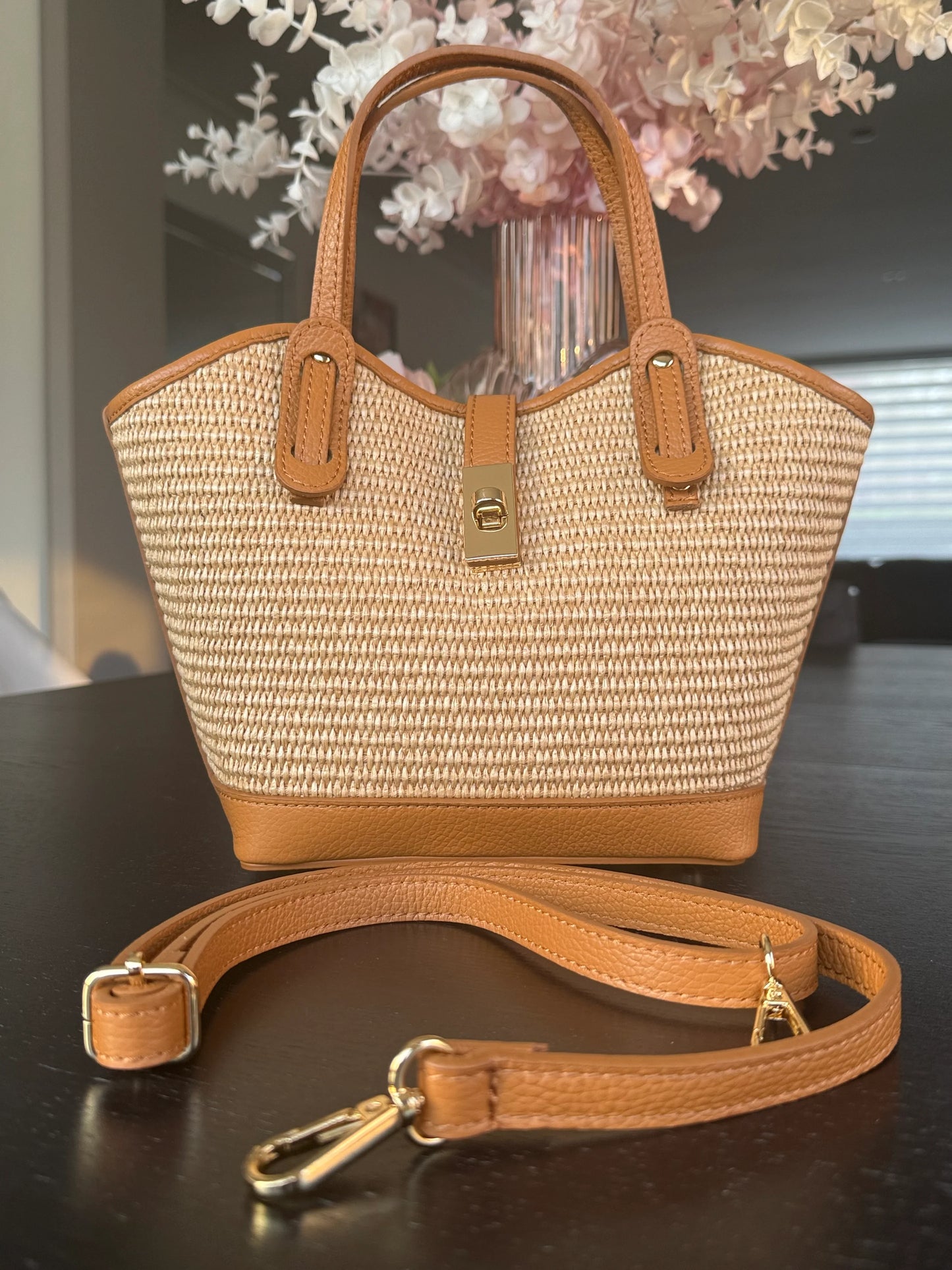The Sorrento Raffia & Leather Tote by Clemés