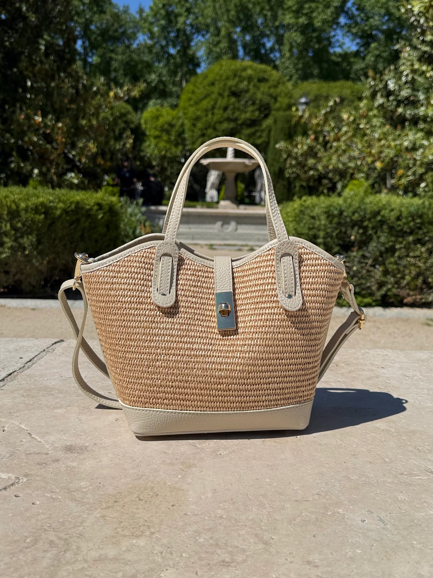 The Sorrento Raffia & Leather Tote by Clemés