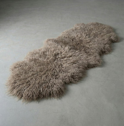 Natural Premium Tibetan Mongolian Sheepskin Rug/Throw, Double (W60 x L170 cm)