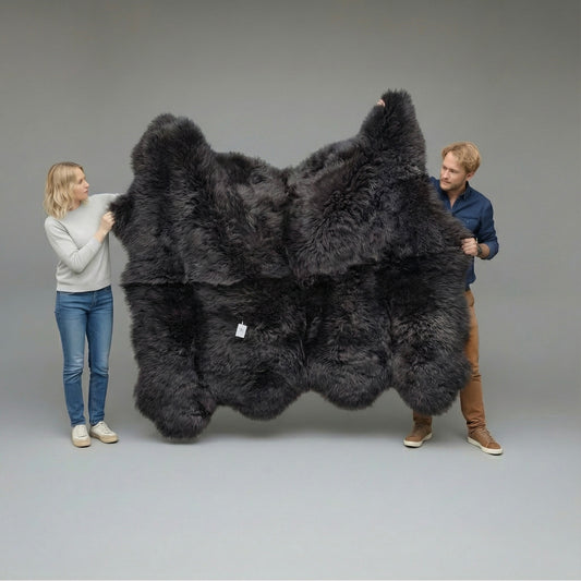 Octo Sheepskin Rug & Throw, XX-Large, L200 x W180 cm, Black