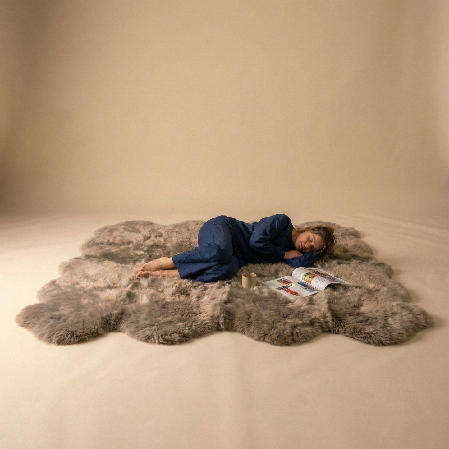 Octo Sheepskin Rug & Throw, XX-Large, L200 x W180 cm, Taupe