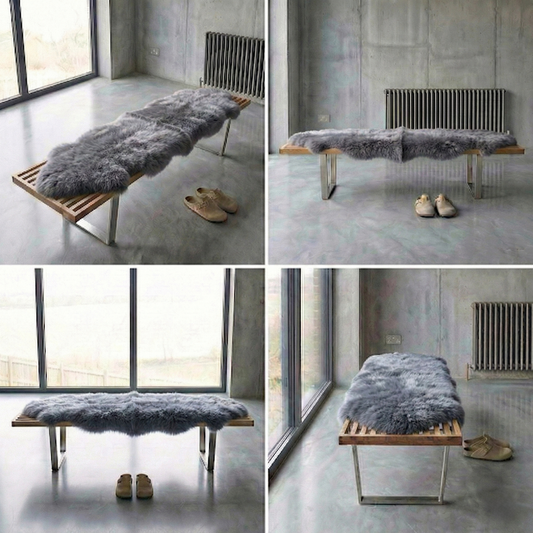 Double New Zealand Sheepskin Rug & Throw, W65 x L180 cm, Grey