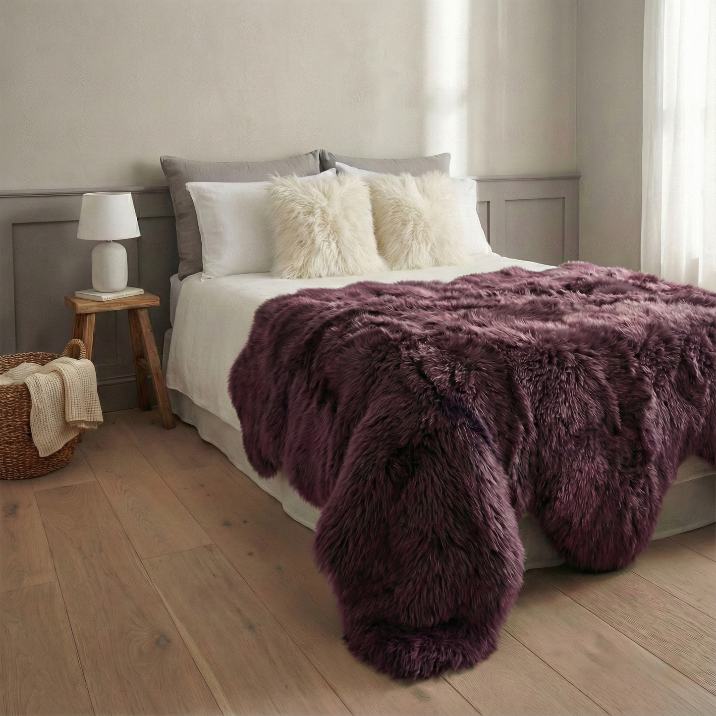 Sexto Sheepskin, L180 x W150 cm, XLarge, Aubergine