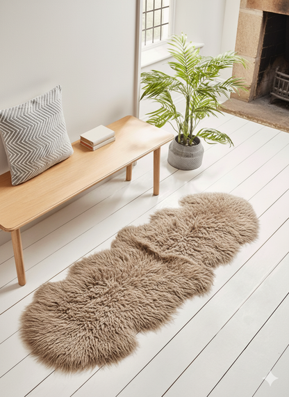 Natural Premium Tibetan Mongolian Sheepskin Rug/Throw, Double (W60 x L170 cm)