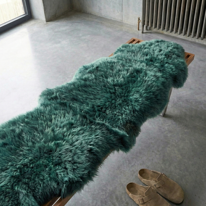 Double New Zealand Sheepskin Rug & Throw, W65 x L180 cm, Deep Teal