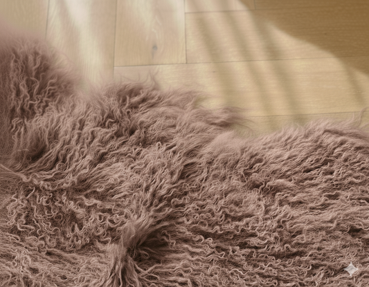 Natural Premium Tibetan Mongolian Sheepskin Rug/Throw, Single, Large (L95 x W60 cm), Taupe