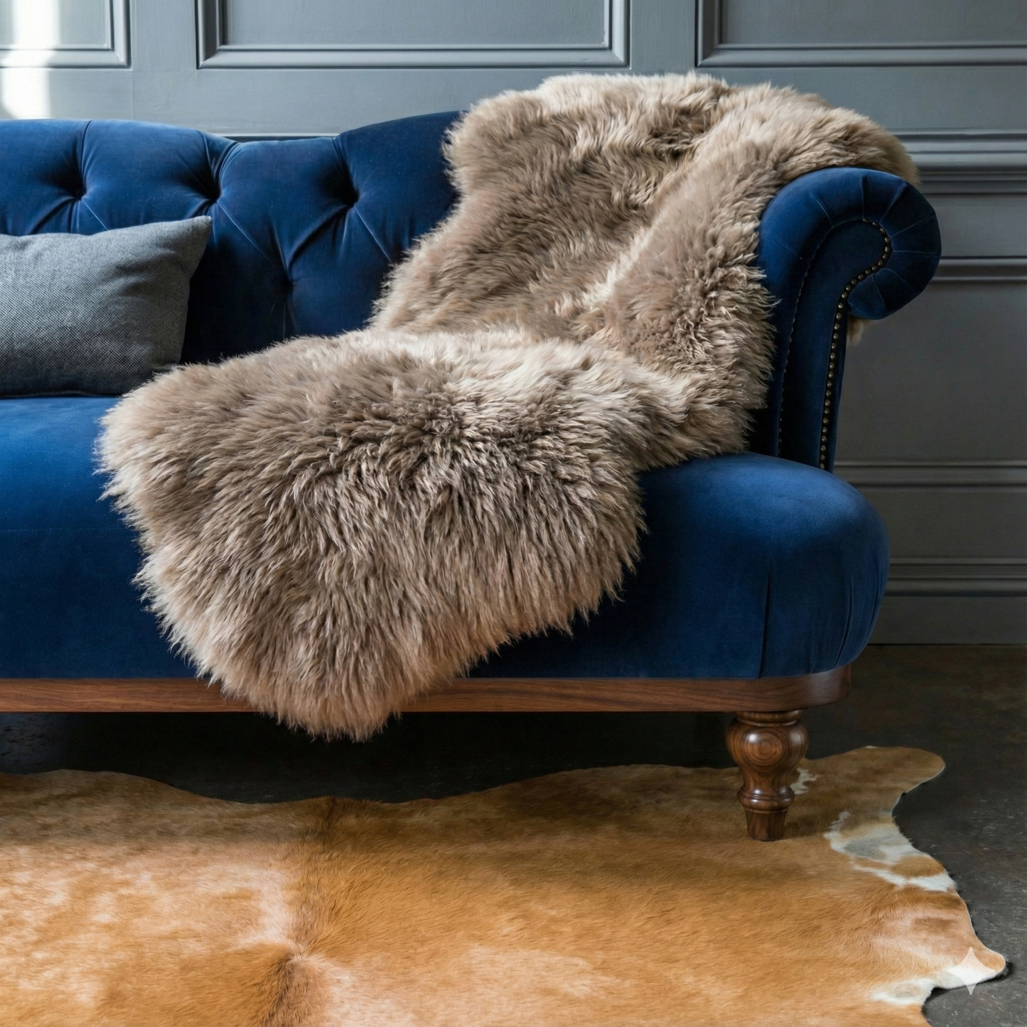 Single X-Large Premium Sheepskin Rug & Throw, (W65 x L100 cm), Taupe