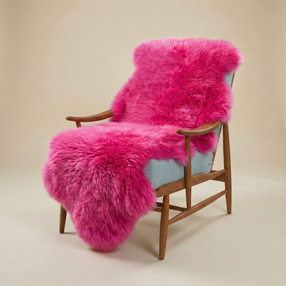 Double New Zealand Sheepskin Rug & Throw, W65 x L180 cm, Fuchsia