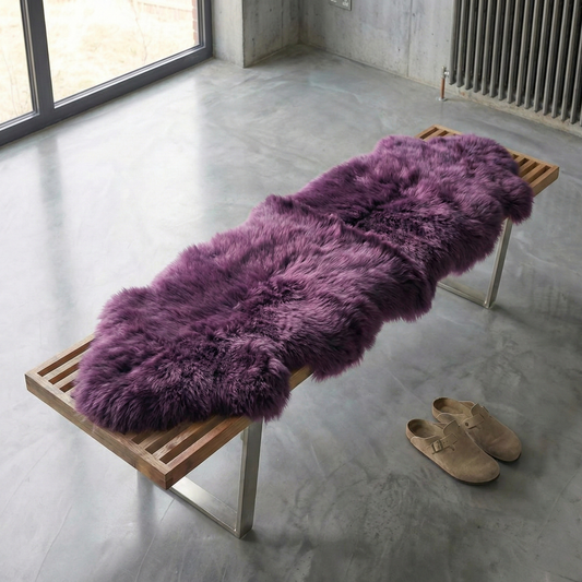 Natural Premium New Zealand Sheepskin Rug & Throw, Double, W65 x L180 cm, Purple