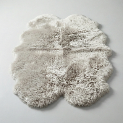 Quad New Zealand Sheepskin Rug & Throw, 4-Pelt, Large, L180 x W105 cm, Oyster (Cloud Dancer)
