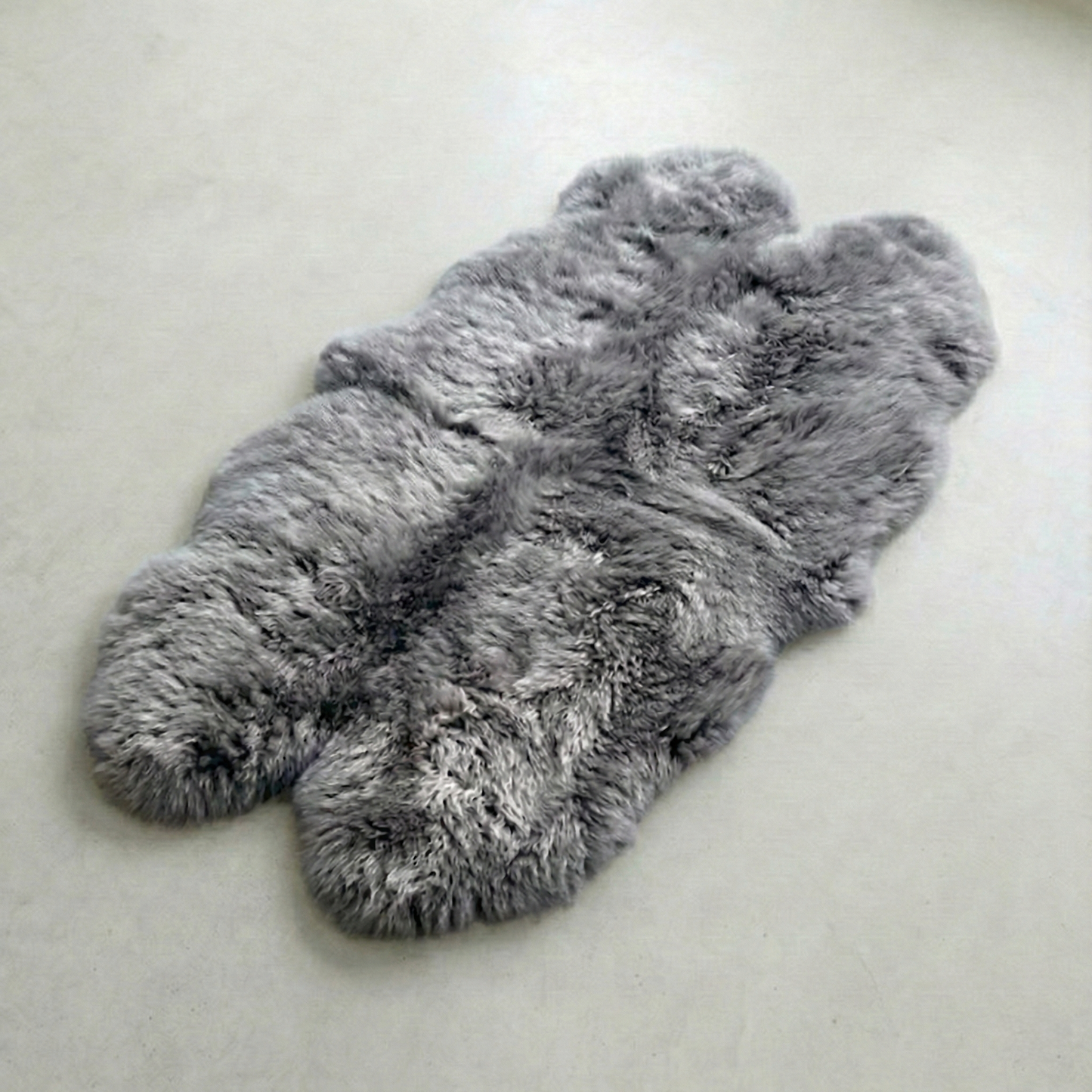 Quad New Zealand Sheepskin Rug & Throw, 4-Pelt, Large, L180 x W105 cm, Grey