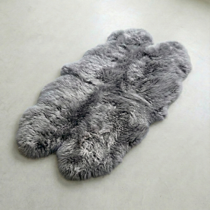 Quad New Zealand Sheepskin Rug & Throw, 4-Pelt, Large, L180 x W105 cm, Grey