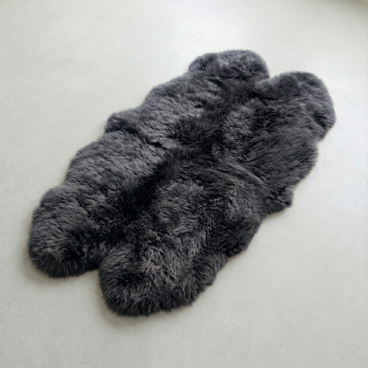 Natural Premium New Zealand Sheepskin Rug & Throw, Quad, W105 x L180 cm, Charcoal