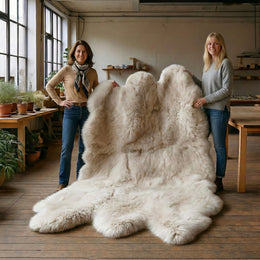 Sexto New Zealand Sheepskin Rug & Throw, 6-Pelt, X-Large, L180 x W150 cm, Oyster (Cloud Dancer)