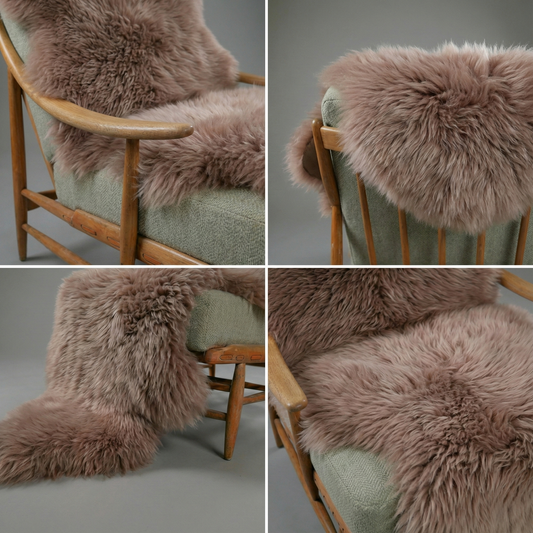 Natural Premium New Zealand Sheepskin Rug & Throw, Double, W65 x L180 cm, Dusty Rose