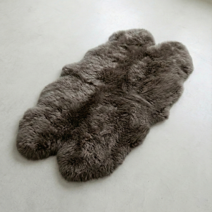 Quad New Zealand Sheepskin Rug & Throw, 4-Pelt, Large, L180 x W105 cm, Dark Taupe